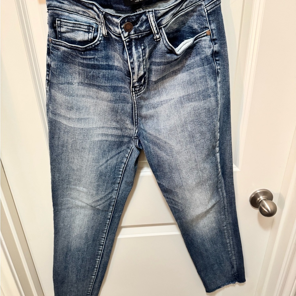 Judy Blue Distressed Ankle Jeans.  Can be worn cuffed or uncuffed.